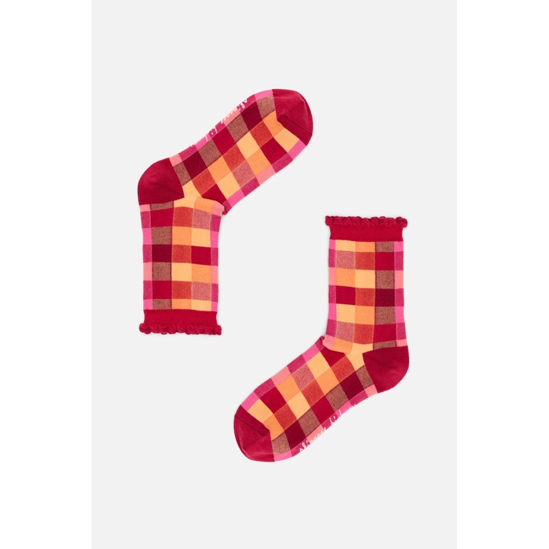 Pink Maxine Check Socks