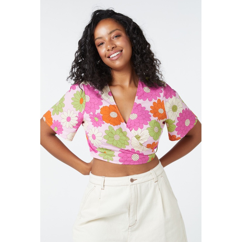 Susan Floral Wrap Top