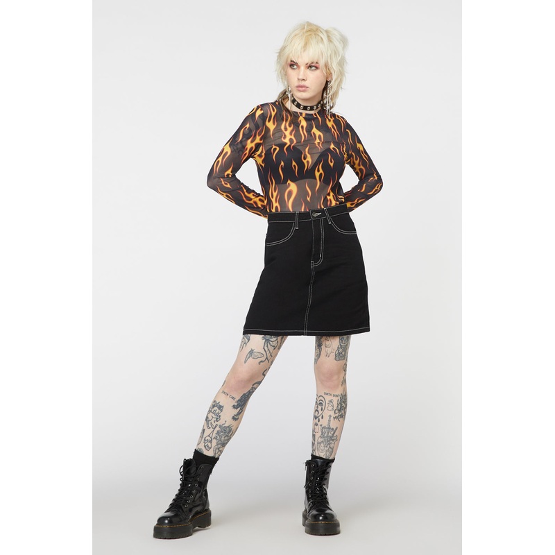 Burn Baby Denim Mini Skirt