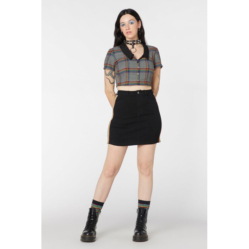 Denim Rainbow Mini Skirt