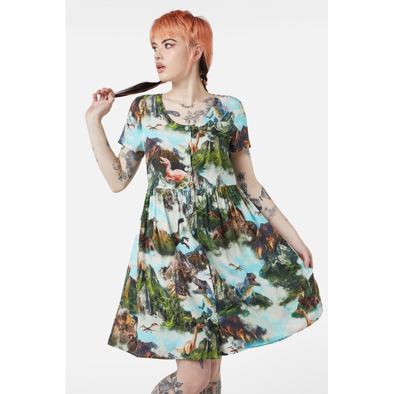 Triassic Scene Printed Dress