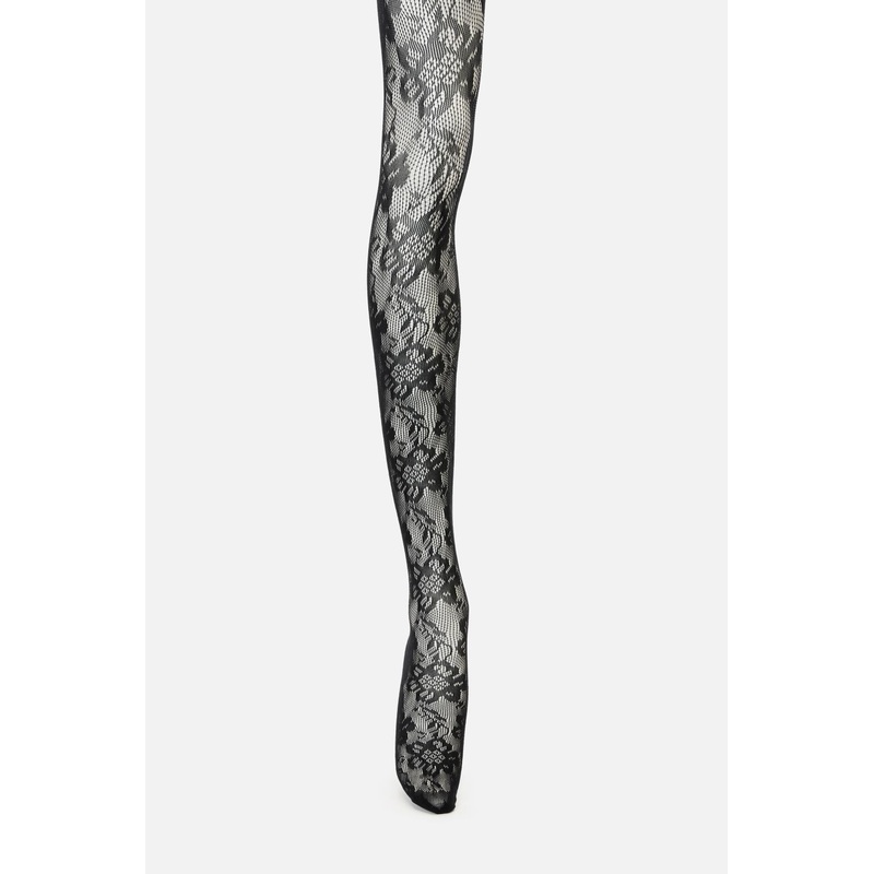 Black Floral Mesh Tights