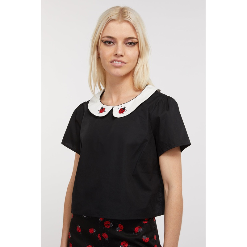 Collar Ladybug Cotton Blouse