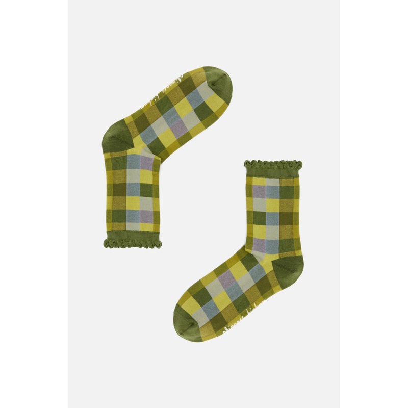 Olive Maxine Check Socks