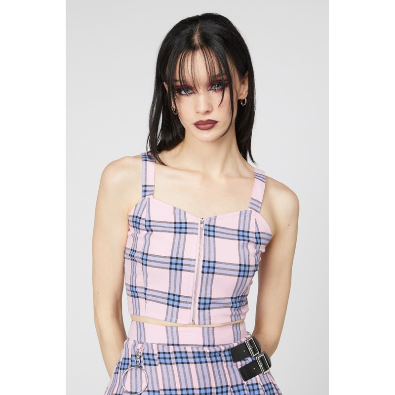 Pastel Tartan Strap Crop Top