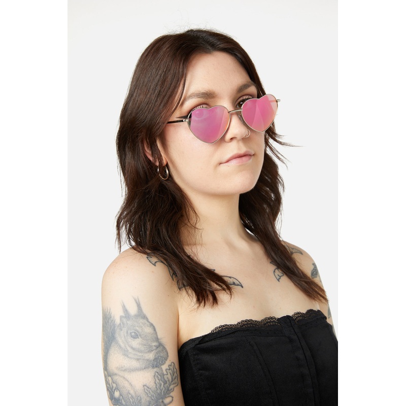 Pink Heart Frame Sunglasses
