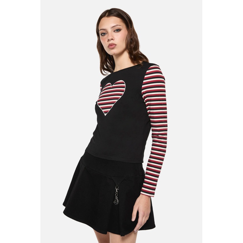Sucked In Gothic Contrast Sleeve Top