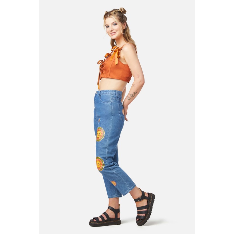 Denim Sun Print Jean