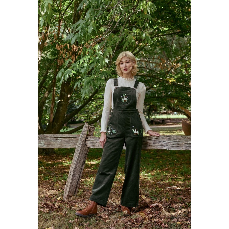 Goose Embroidered Cord Overall