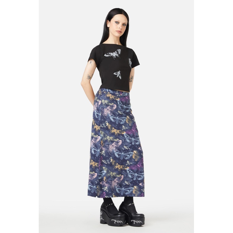 Lunar Moth Print Maxi Skirt