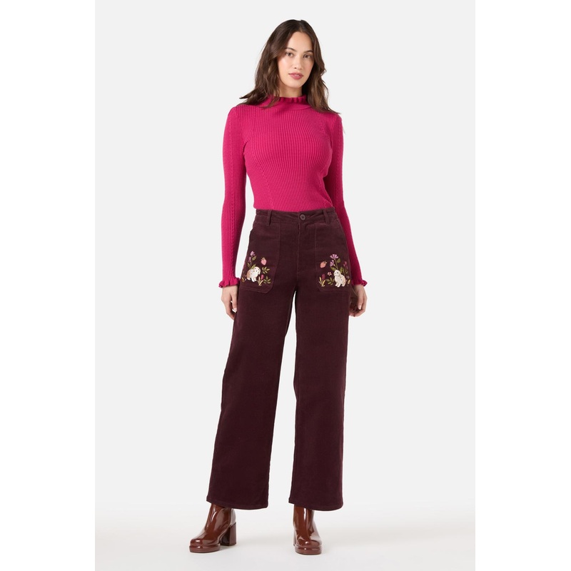 Rabbit Embroidered Cord Jean