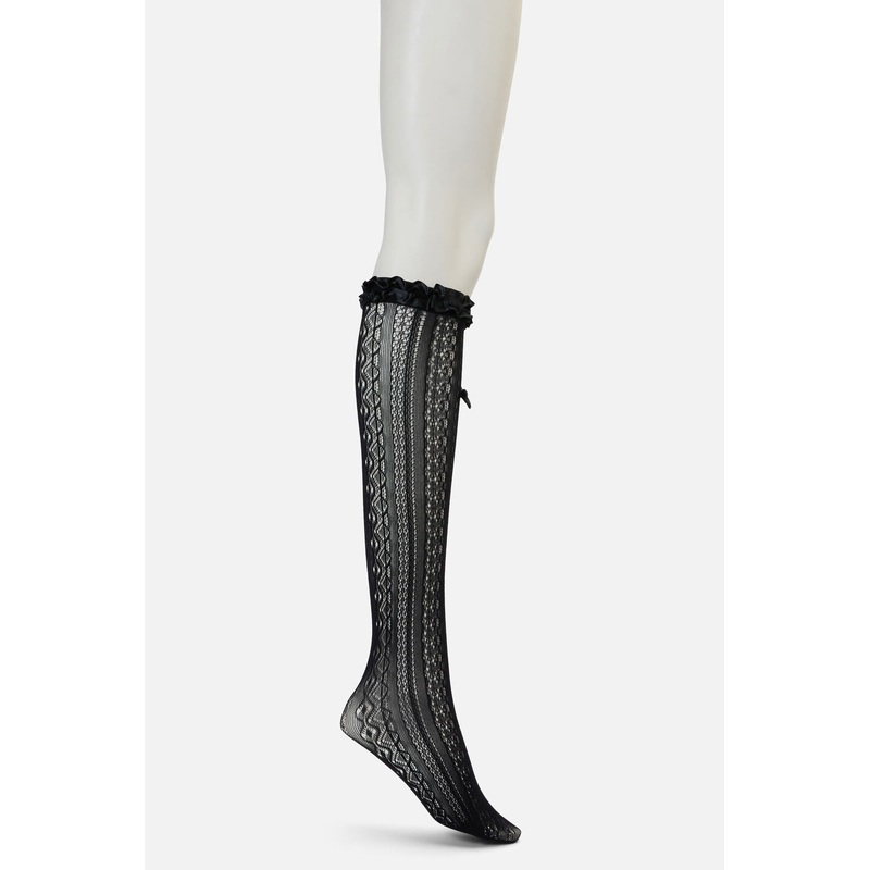 Black Knee High Lacey Socks