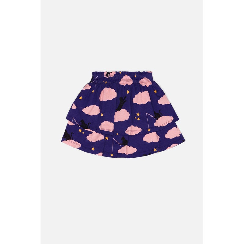 Cat On A Cloud Kids Tiered Jersey Skirt