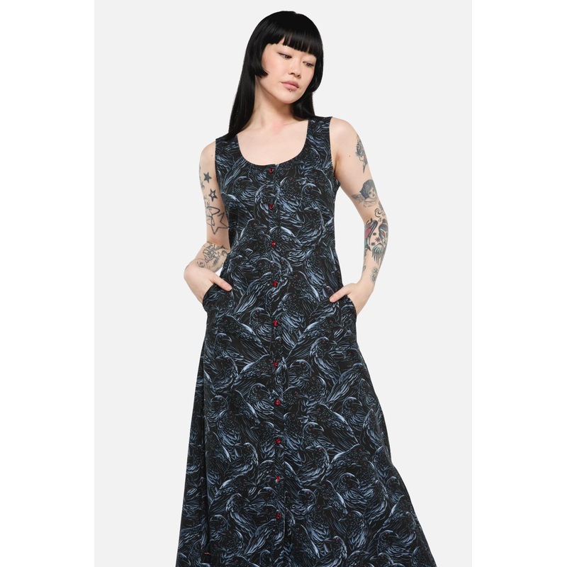 Murder Of Crows Midi Dress