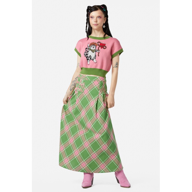 Ranch Tartan Midi Skirt