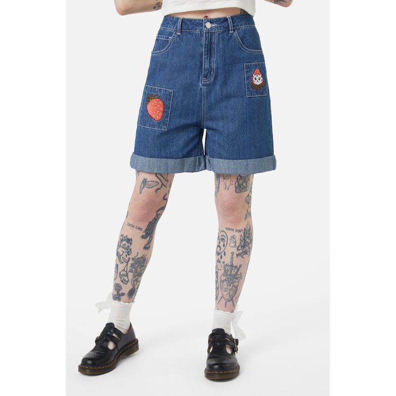Berry Kitty Denim Shorts