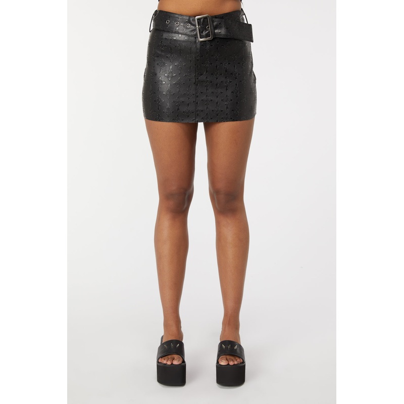 Embossed PU Micro Skirt