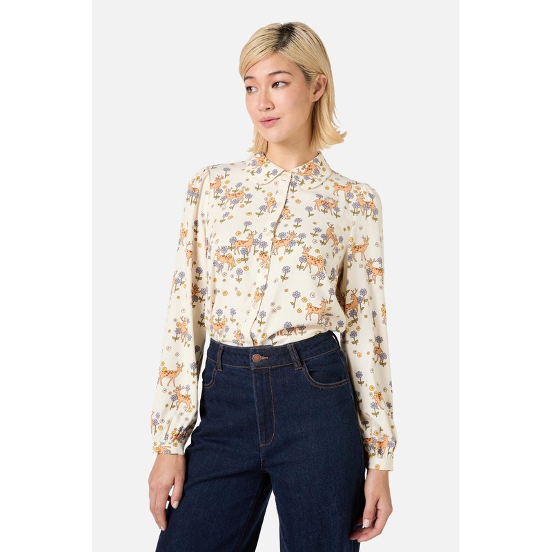 Meadow Deer Long Sleeve Blouse