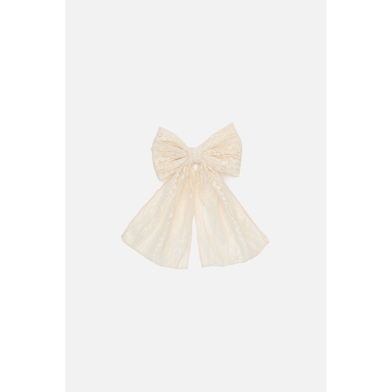 Cream Lacey Bow Clip