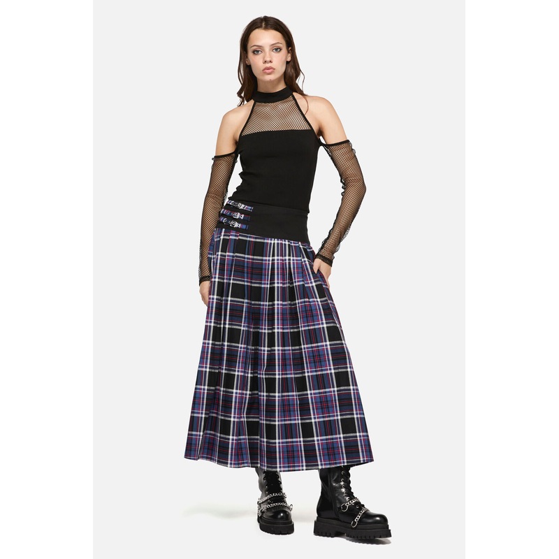 Edgy Tartan Midi Skirt