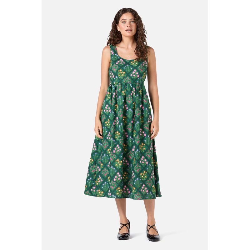 Lattice Floral Midi Dress