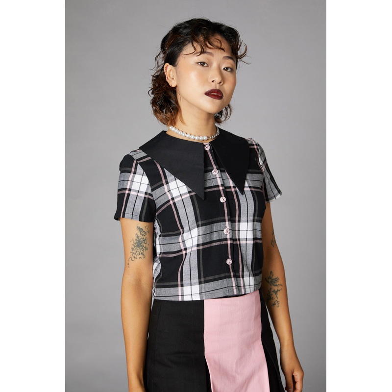 Nancy Pink Tartan Blouse