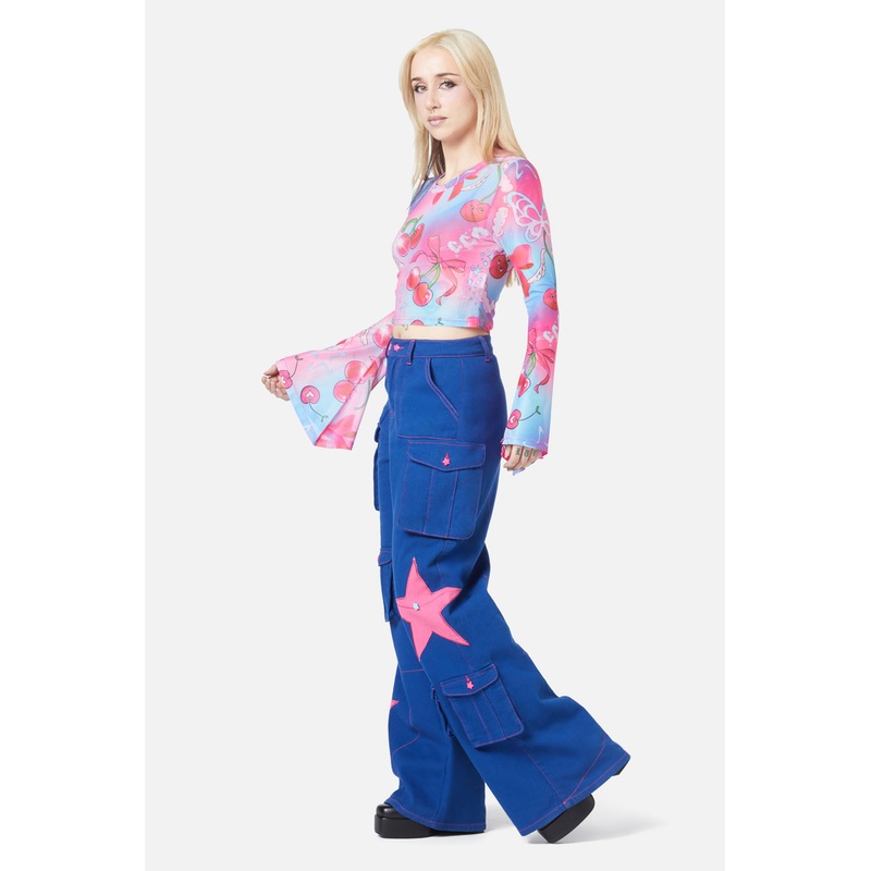 Sour Cherry Flared Mesh Top