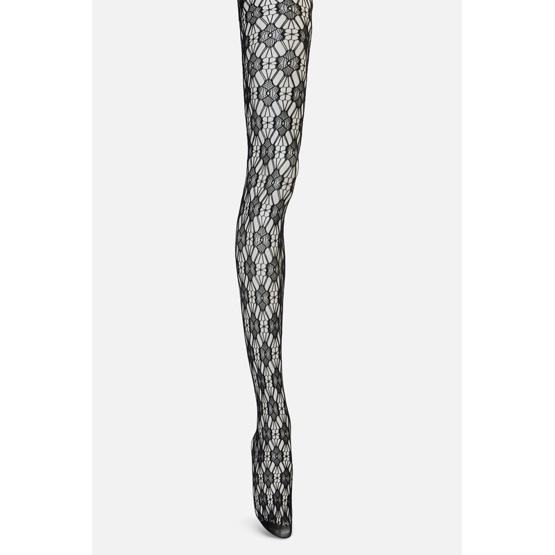 Black Cut Out Daisy Tights