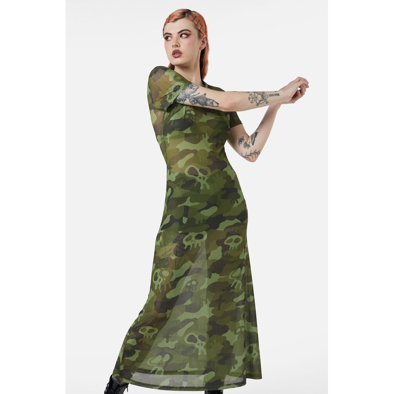 Nook Of The Garden Camo Mesh Dress