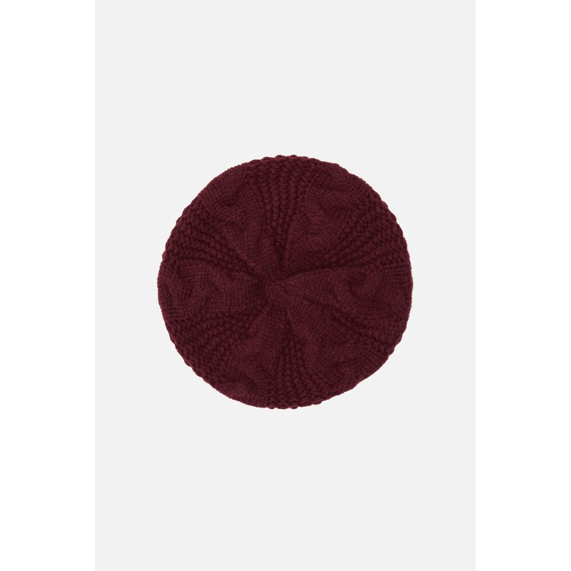 Plum Cable Knit Beret