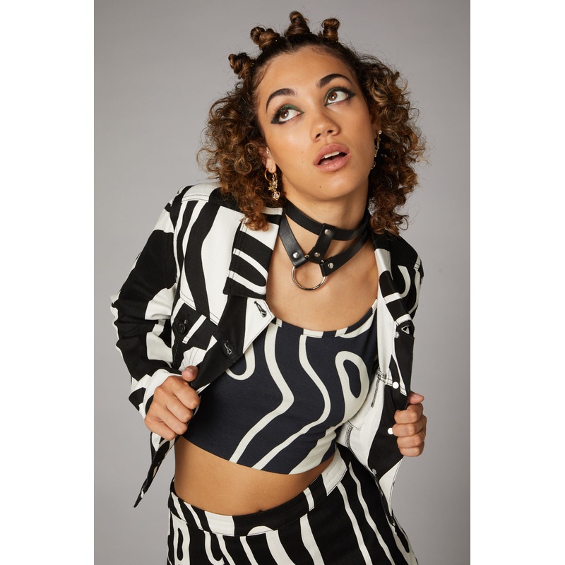 Warped Geo Print Jacket