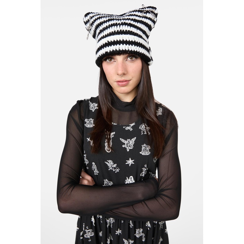 White Charming Stripe Beanie