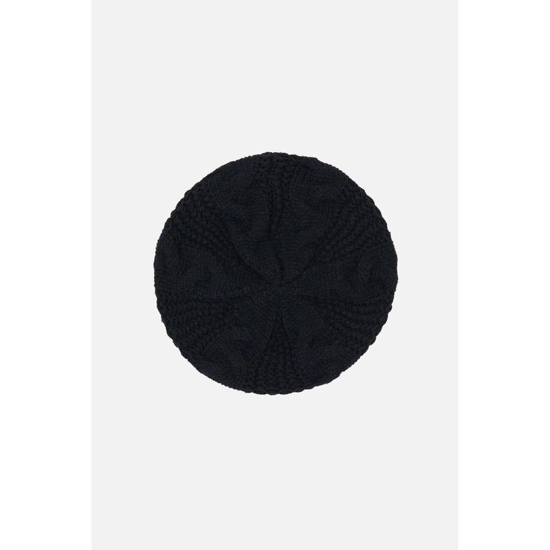 Black Cable Knit Beret