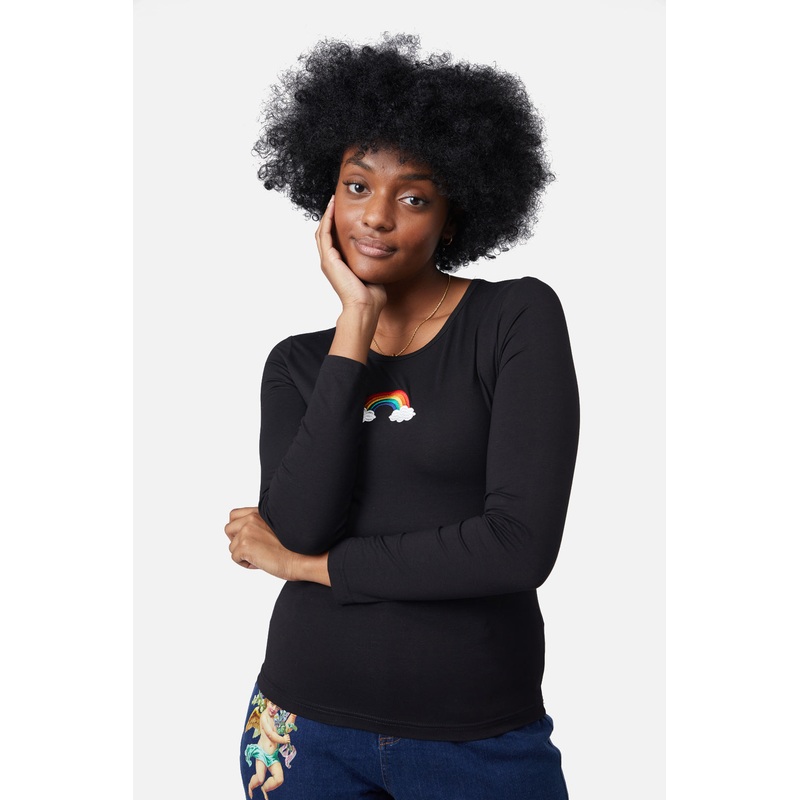 Embroidered Rainbow Top