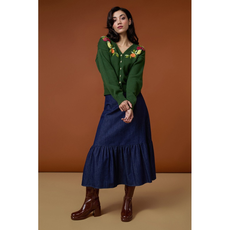 Kara Denim Midi Skirt