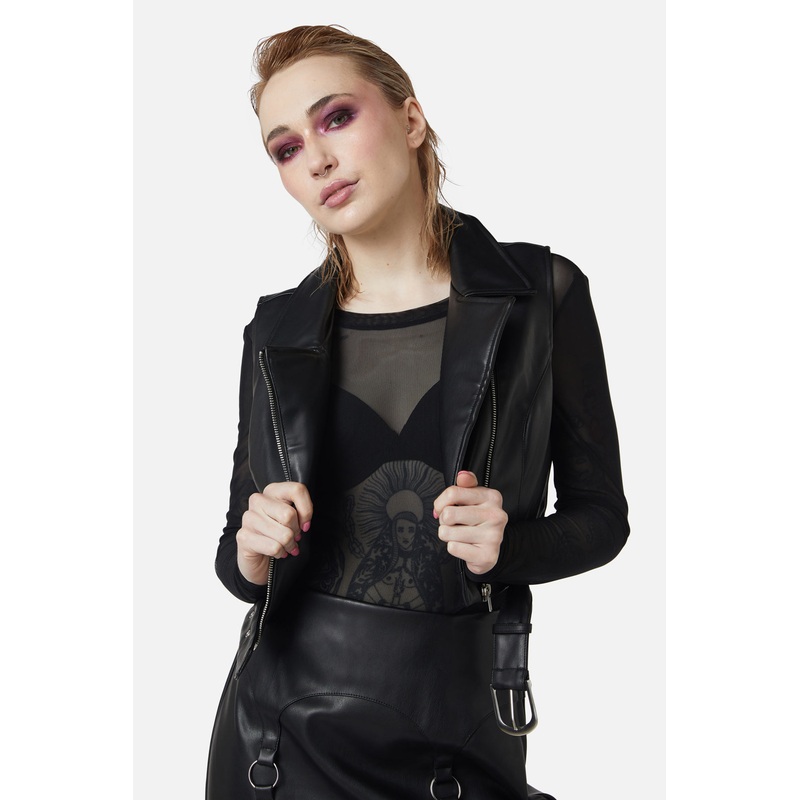 Ornate Metal Pu Vest