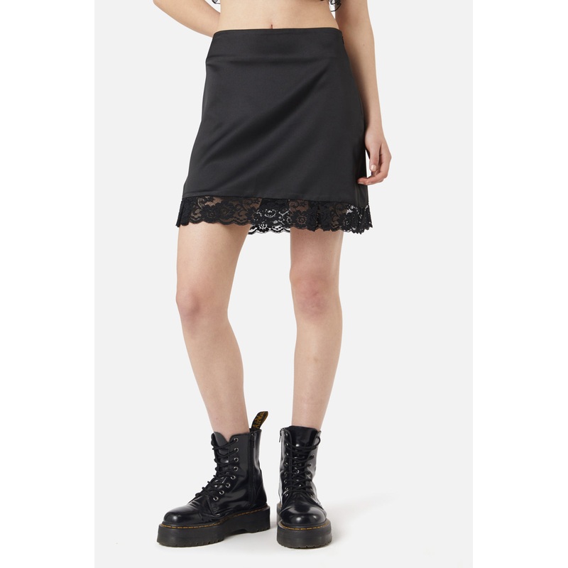 Satin Lace Slip Mini Skirt