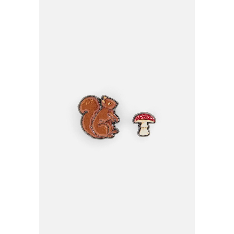 Squirrel Mushroom Pin Set