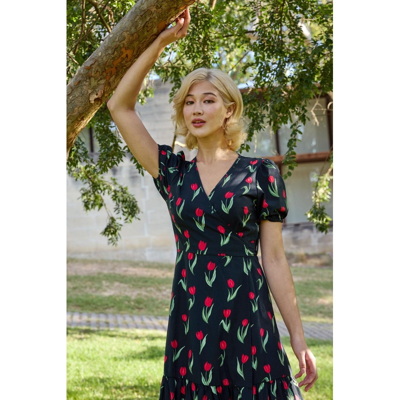 Tulip Midi Wrap Dress