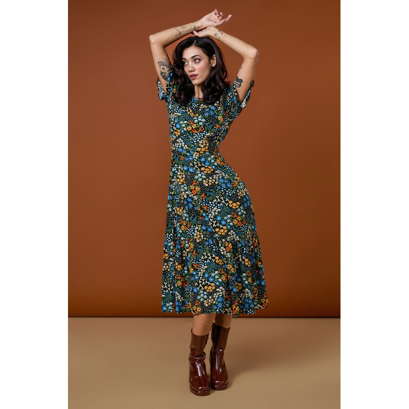 Ada 90’s Floral Midi Dress