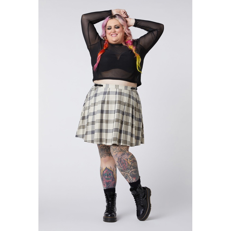 Curve Crescent Tartan Pleat Skirt