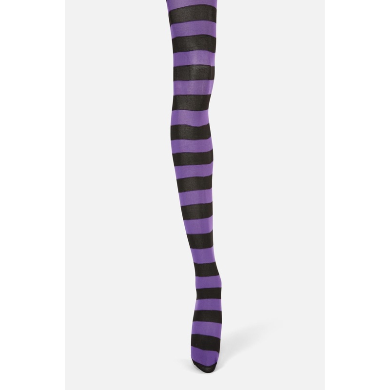 Purple Black Striped Tights
