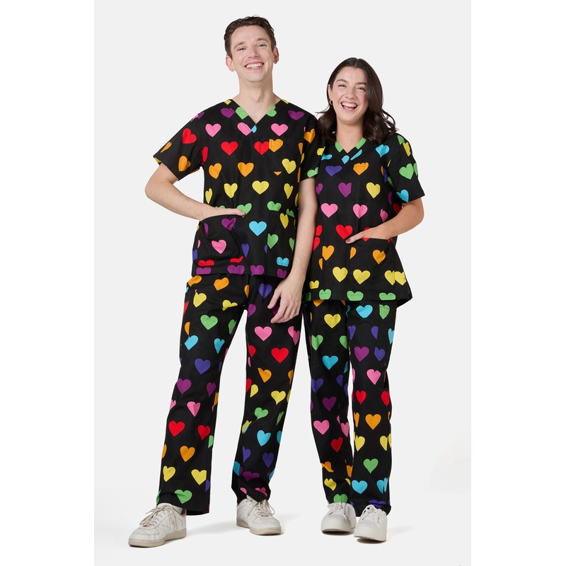 Rainbow Hearts Scrub Set