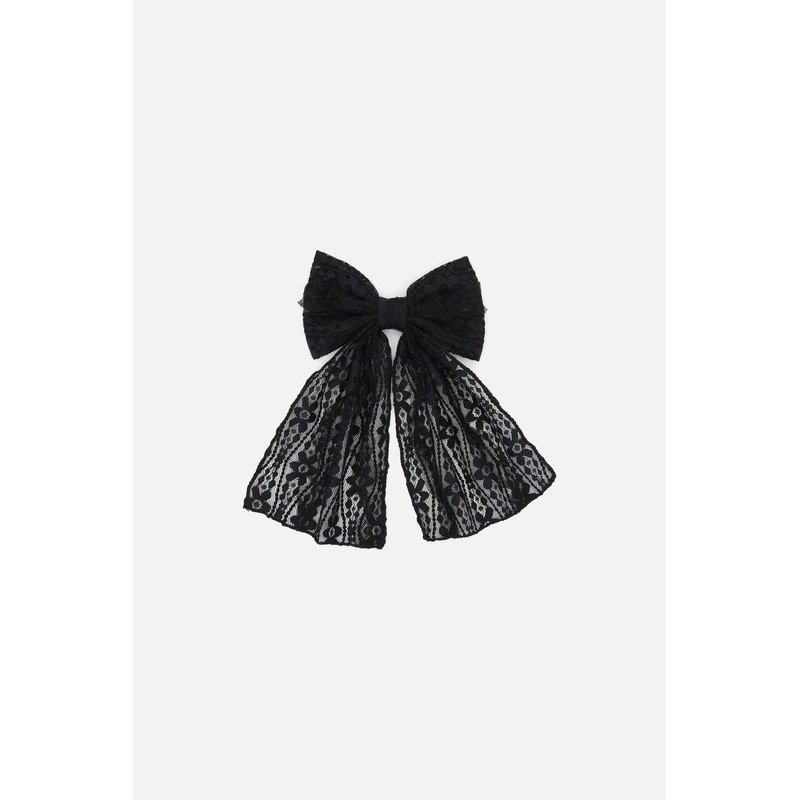 Black Lacey Bow Clip