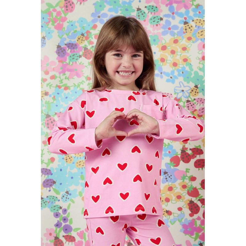 Hearts Kids LS Pkt Tee