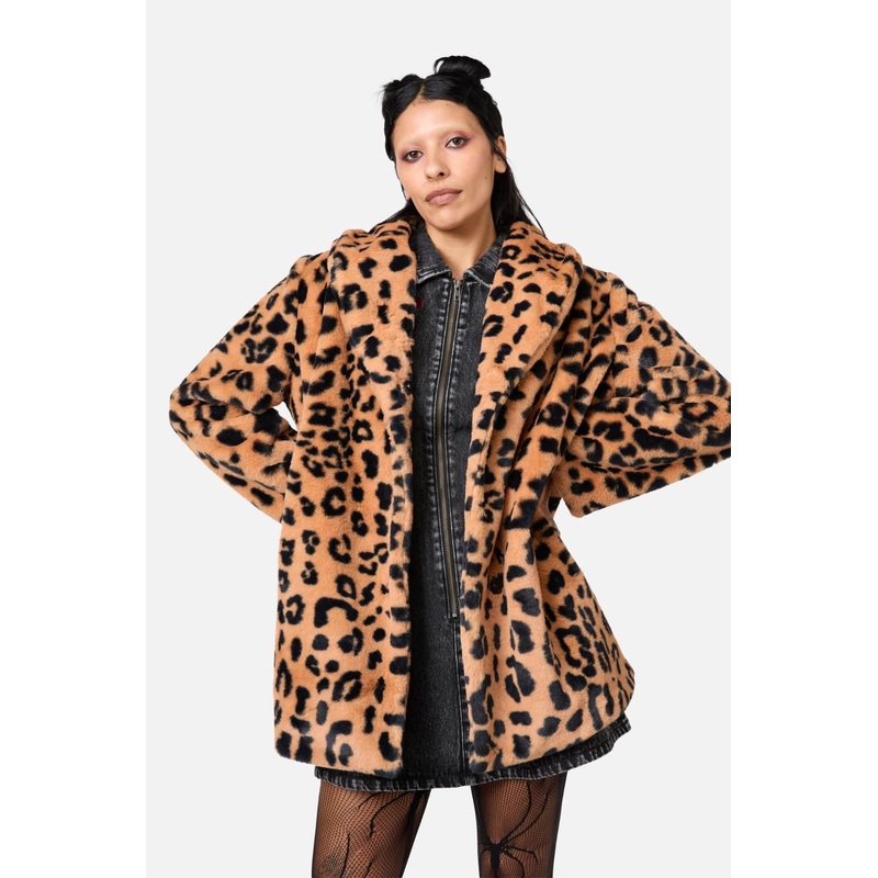 Moggy Faux Fur Leopard Coat
