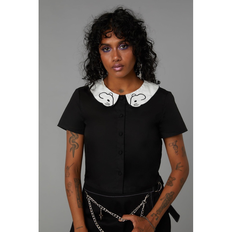 Mouse Embroidered Blouse