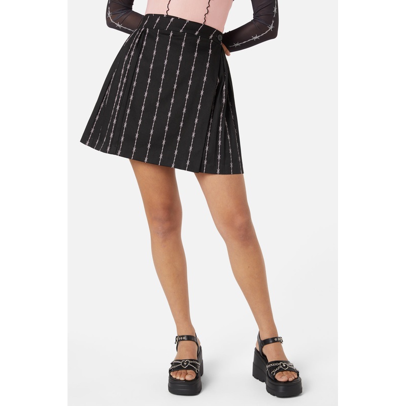 Barbed Wire Pleated Slider Skirt