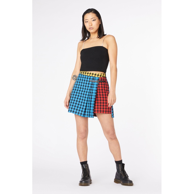 Festive Gingham Cotton Skort