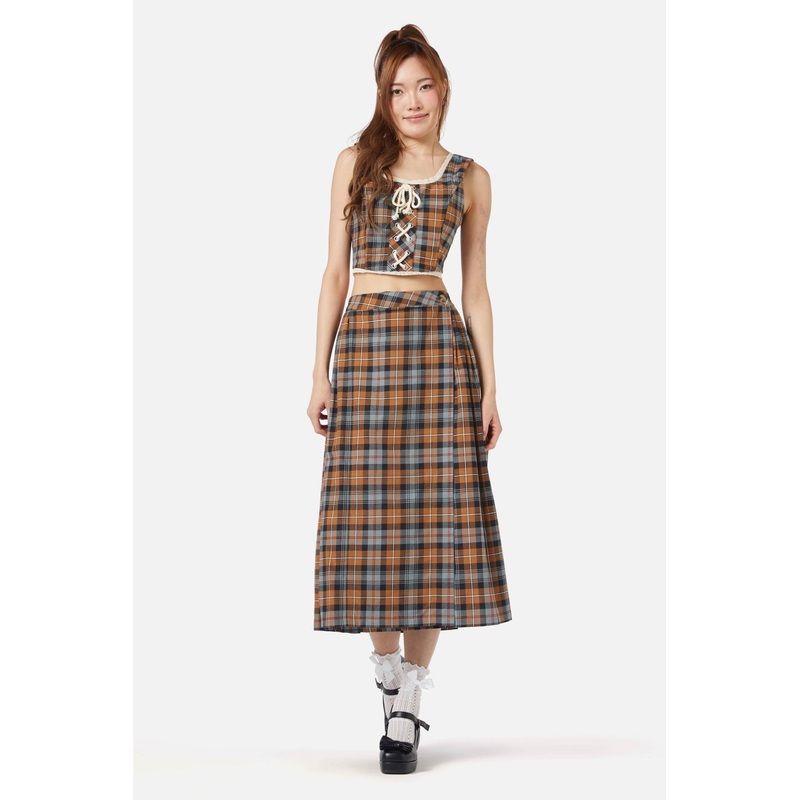 Kit Tartan Pleated Midi